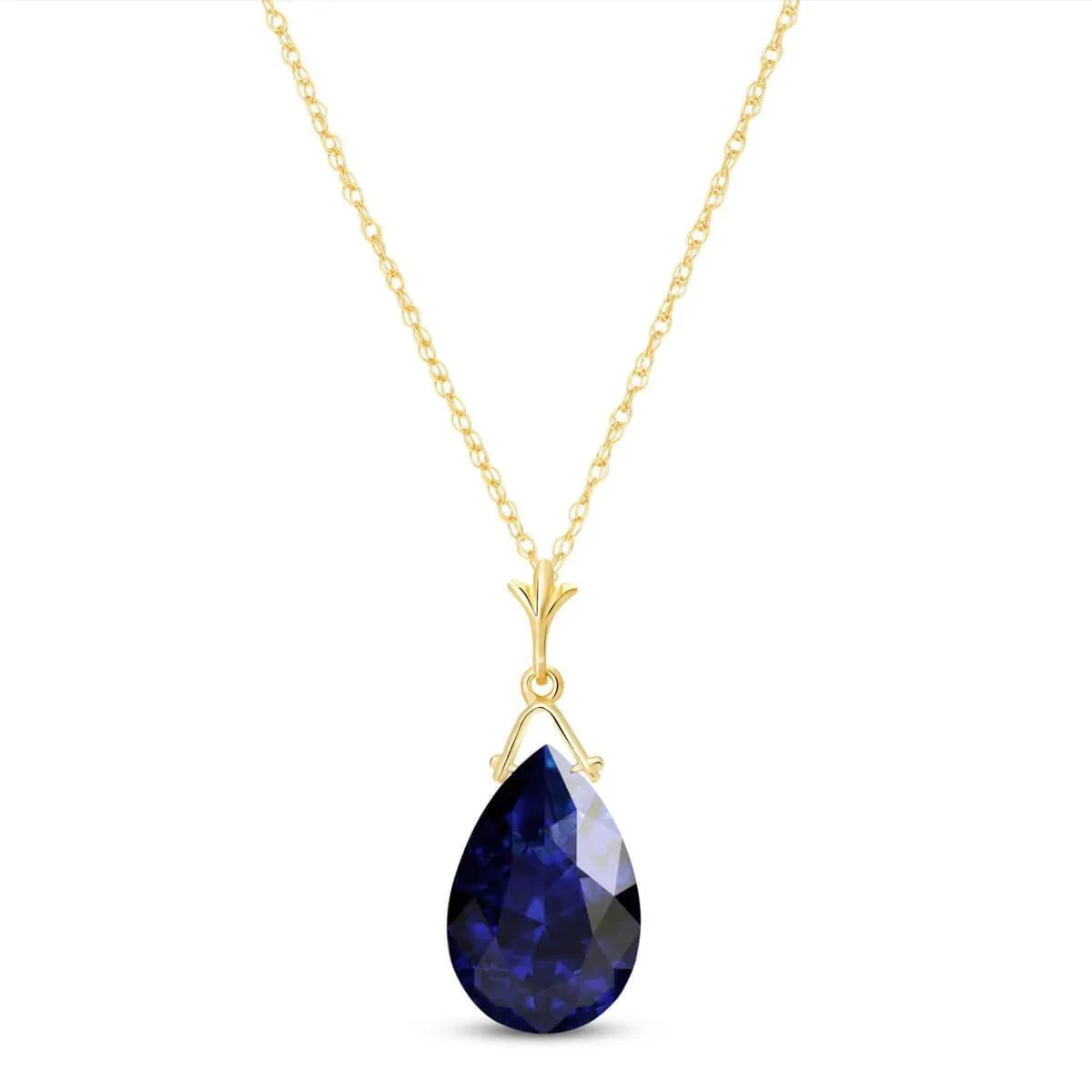 7.8 Carat 14K Solid Yellow Gold Necklace Briolette Sapphire