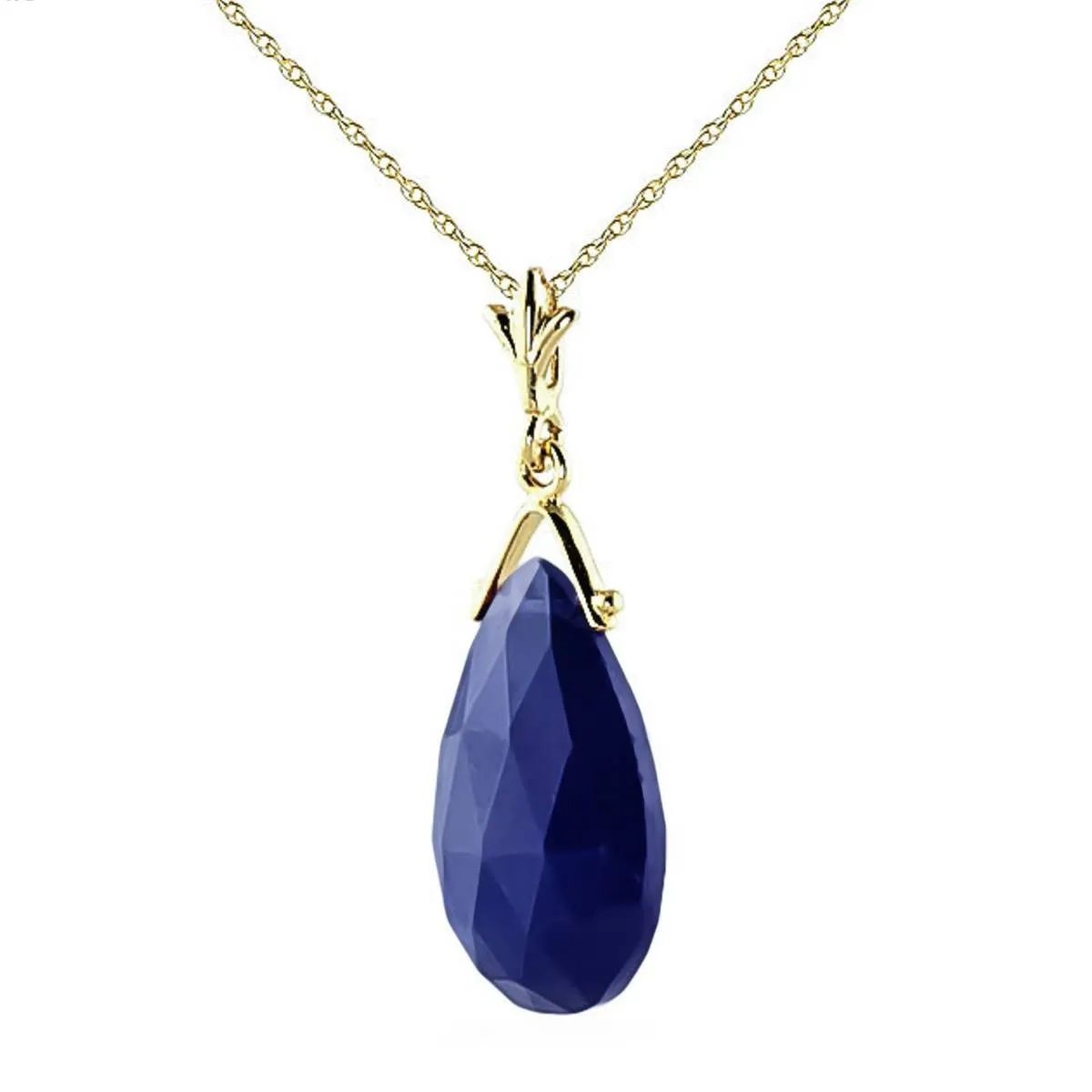 7.8 Carat 14K Solid Yellow Gold Necklace Briolette Sapphire