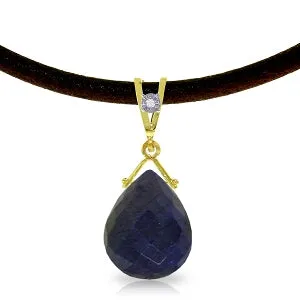 7.81 Carat 14K Solid Yellow Gold Attraction Sapphire Diamond Necklace