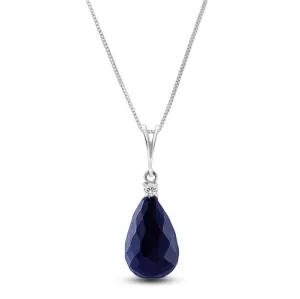 8.85 Carat 14K Solid White Gold Delicate Night Sapphire Diamond Necklace