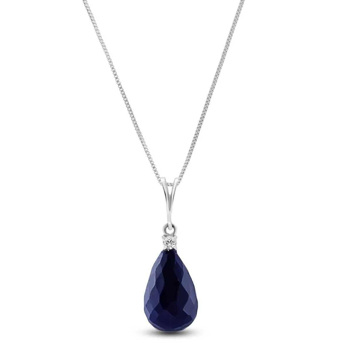 8.85 Carat 14K Solid White Gold Delicate Night Sapphire Diamond Necklace