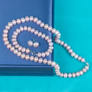 925 silver clasp natural purple button AAA real natural 10-11 mm pearl women jewelry necklace set