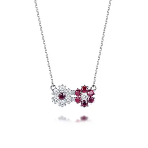 925 Silver Garnet Sunflower Necklace