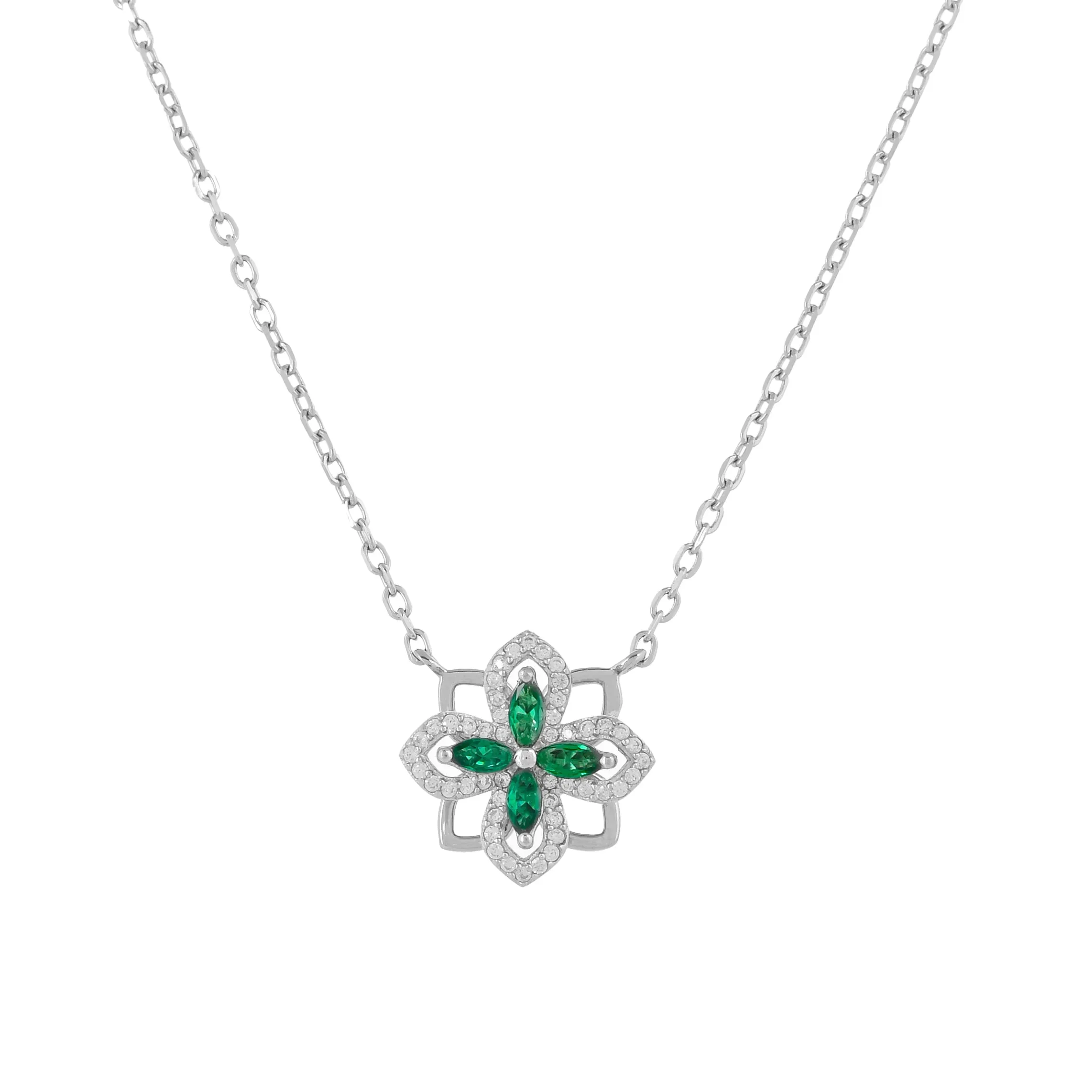 925 silver white gold Flower silver neckalce for women and girls