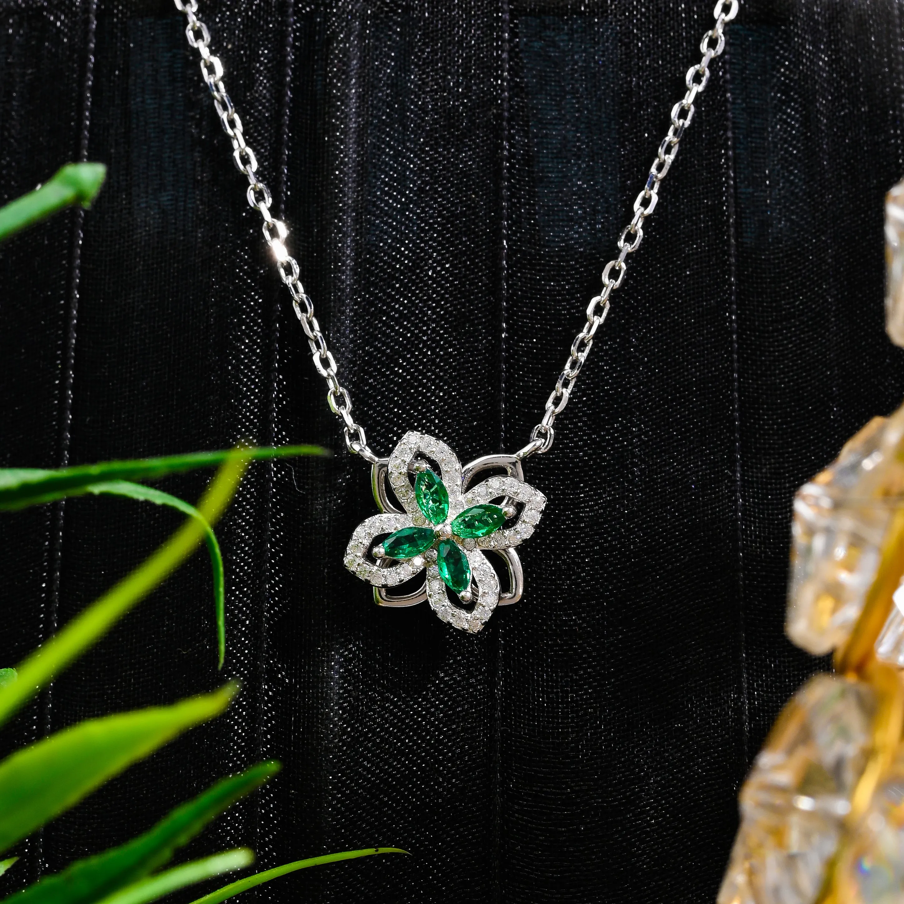 925 silver white gold Flower silver neckalce for women and girls