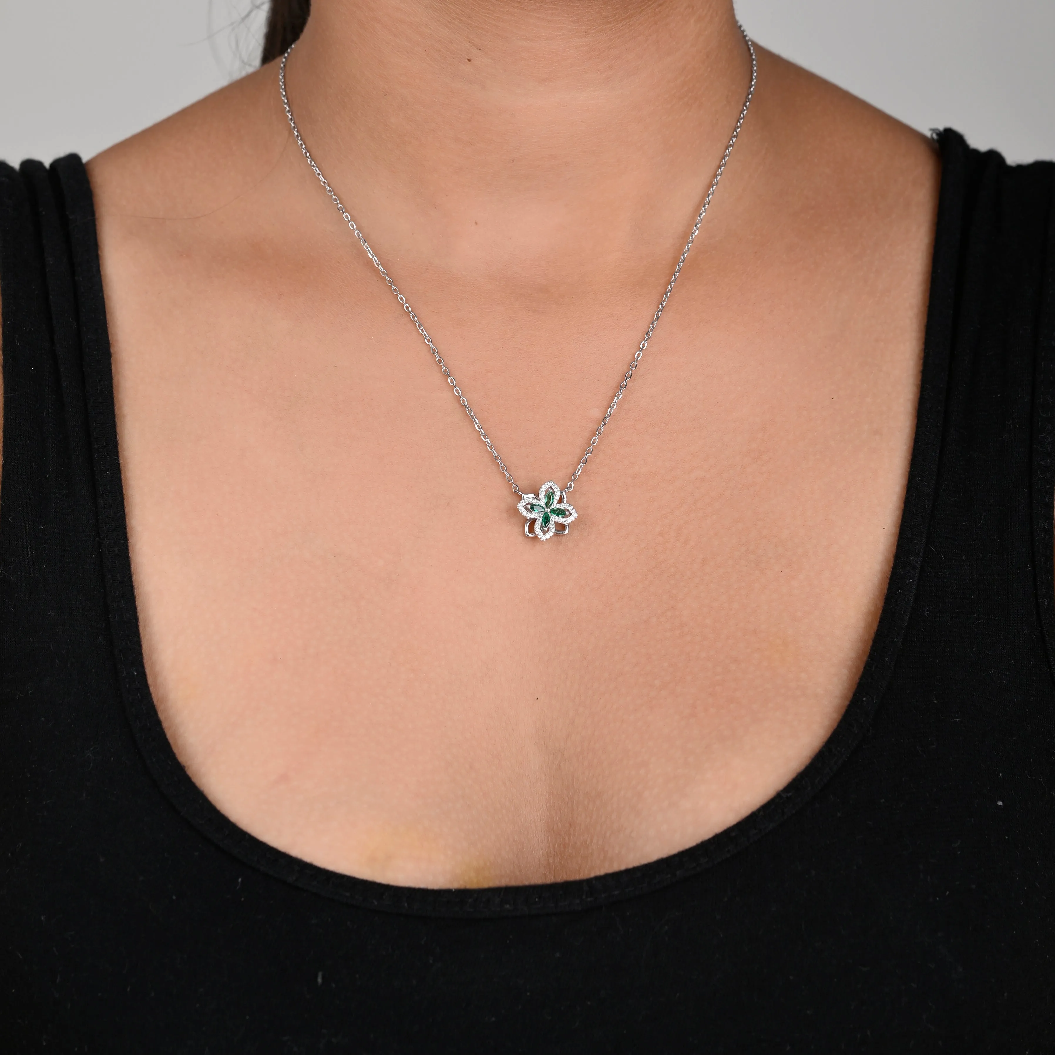 925 silver white gold Flower silver neckalce for women and girls