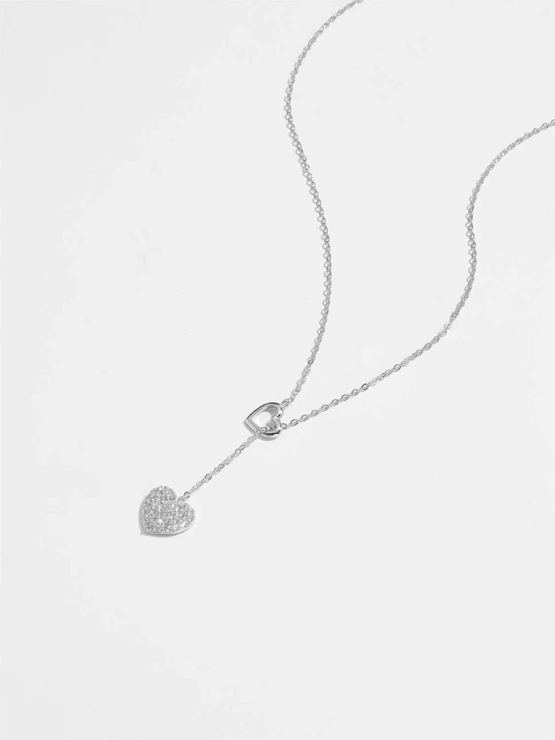 925 Sterling Silver Inlaid Zircon Heart Necklace