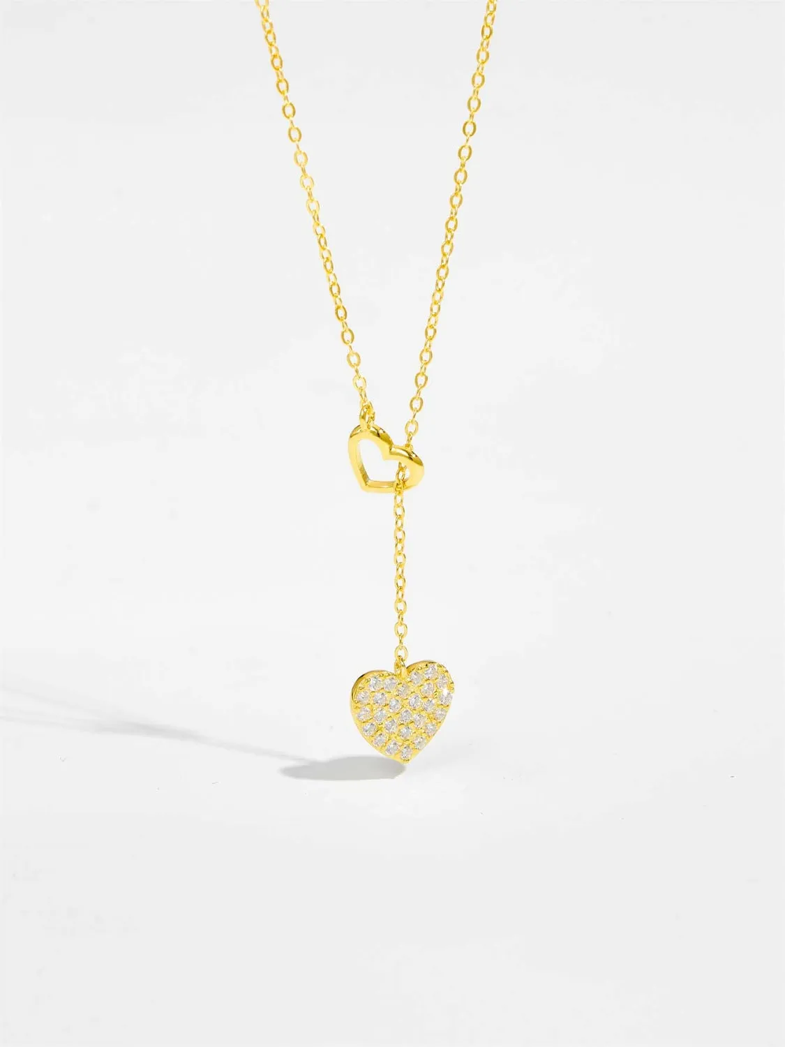 925 Sterling Silver Inlaid Zircon Heart Necklace