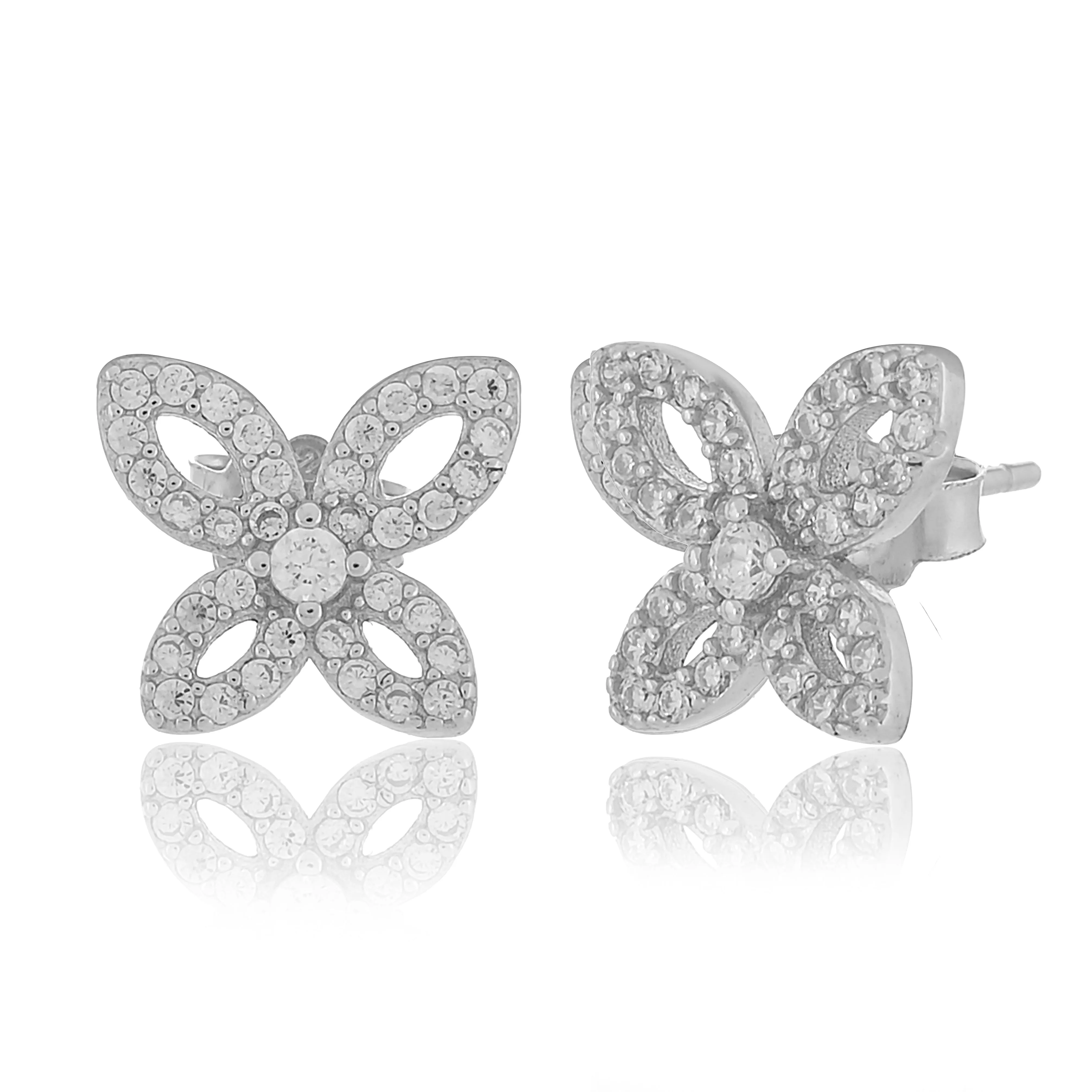 925 Sterling silver white gold  Butterfly  Silver earrings  for womens and girls I With certificate of Authenticity 925 stamp