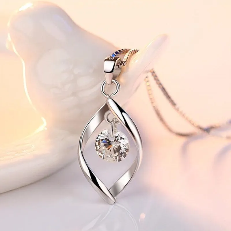 925 sterling silver women's fashion new jewelry crystal zircon retro simple pendant necklace