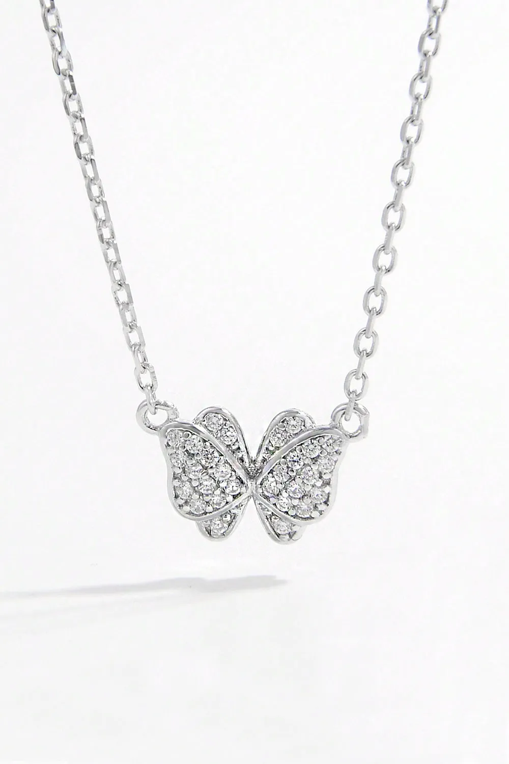 925 Sterling Silver Zircon Butterfly Pendant Necklace