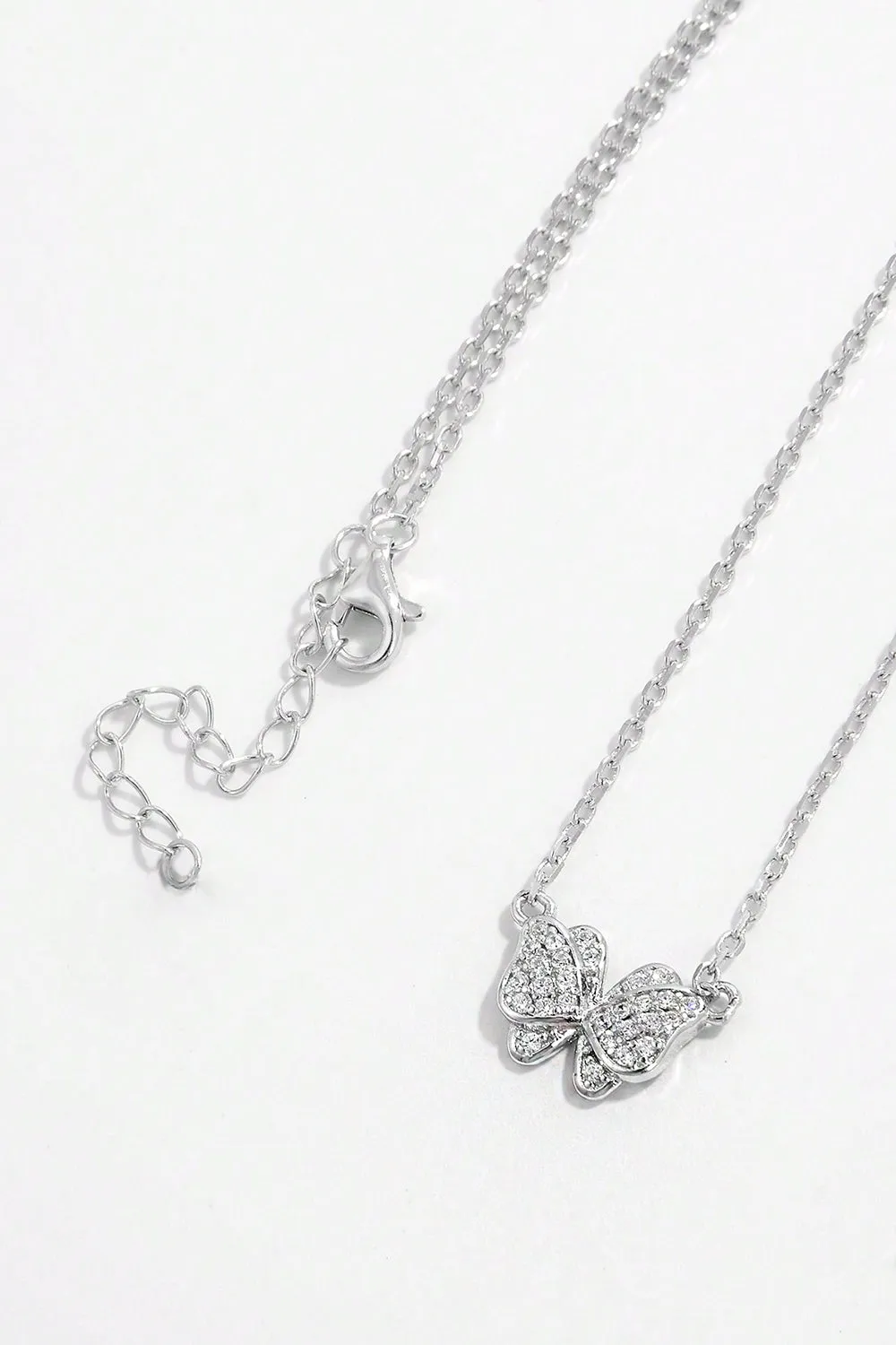 925 Sterling Silver Zircon Butterfly Pendant Necklace