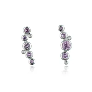 9ct White Gold & Pink Sapphire Earrings