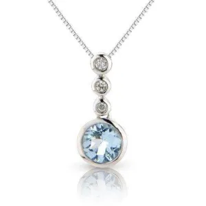 9ct White Gold Aquamarine & Diamonds Pendant -6M70WDAQ