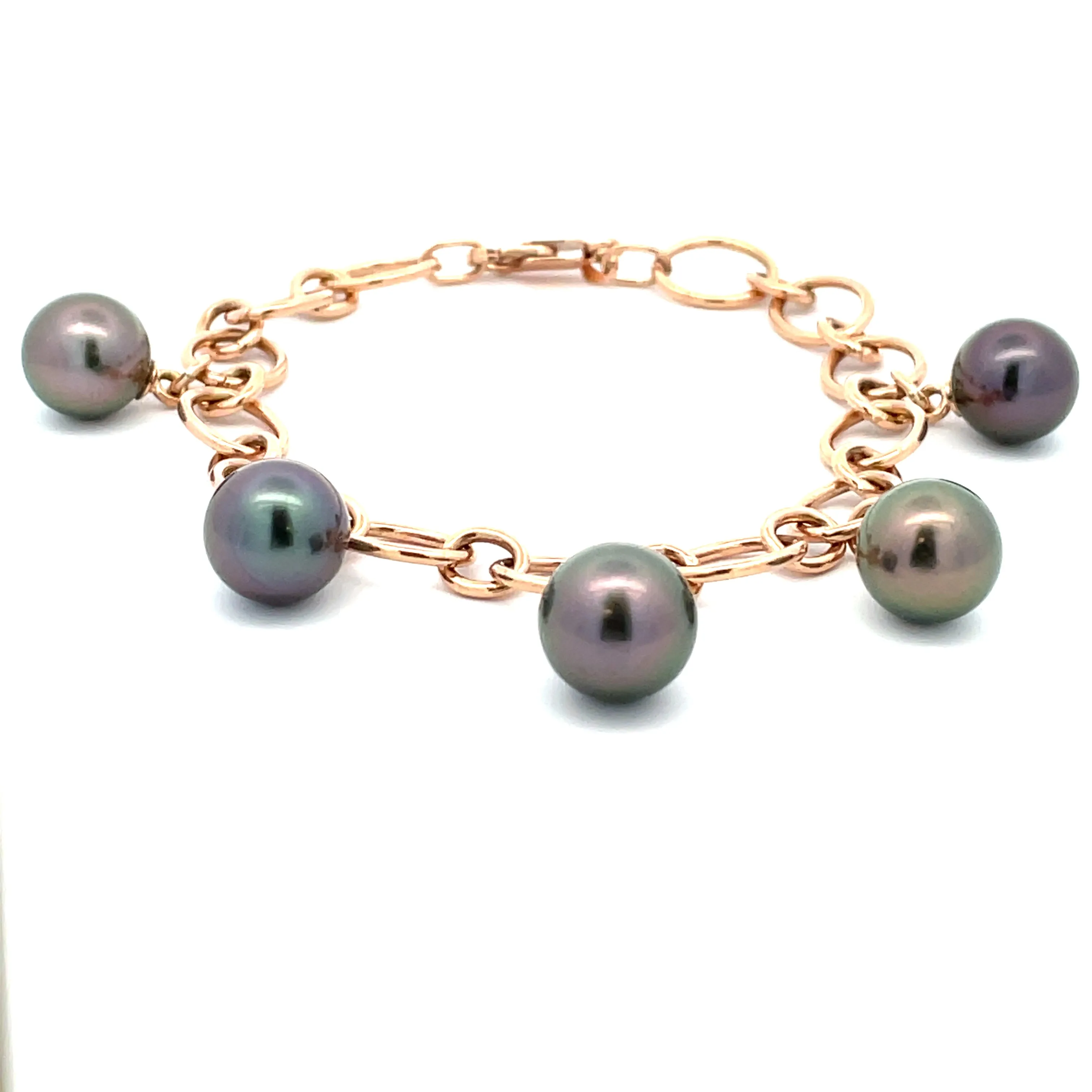 9K Rose Gold Tahitian Cultured 9-11 mm Pearl Bracelet