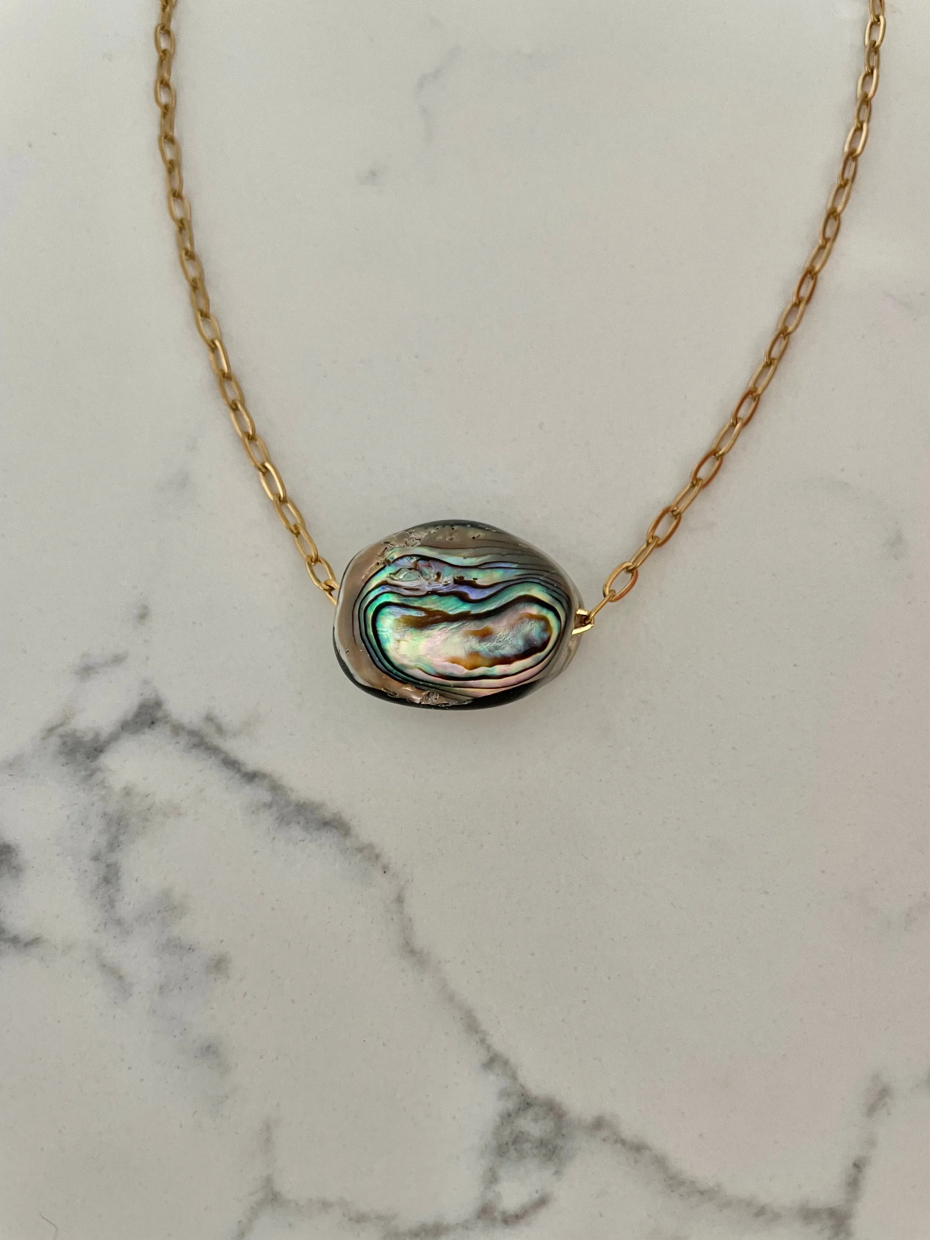 Abalone Bean Necklace - Water Resistant