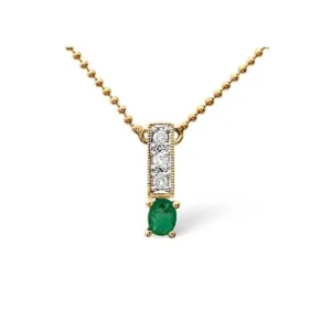 Acotis Diamonds 9K Gold 0.05ct Diamond 0.17ct Emerald Necklace B1126