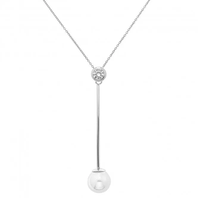 Acotis Silver Necklace Zirconia Pearl G3357