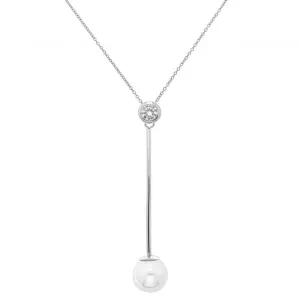 Acotis Silver Necklace Zirconia Pearl G3357