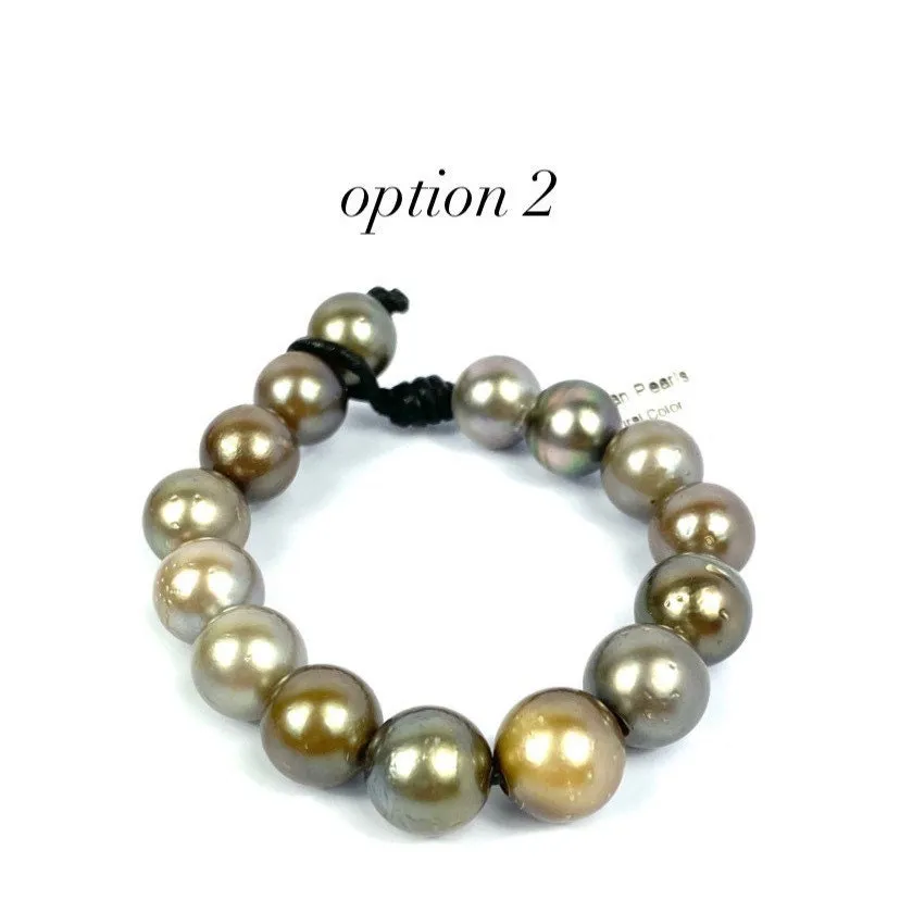 Adjustable Leather Tahitian Pearl Bracelet, Tahiti Pearls, Tahitian Pearls, Sku 990