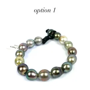 Adjustable Leather Tahitian Pearl Bracelet, Tahiti Pearls, Tahitian Pearls, Sku 990