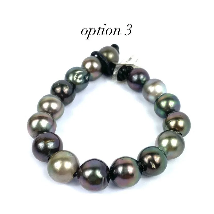 Adjustable Leather Tahitian Pearl Bracelet, Tahiti Pearls, Tahitian Pearls, Sku 990