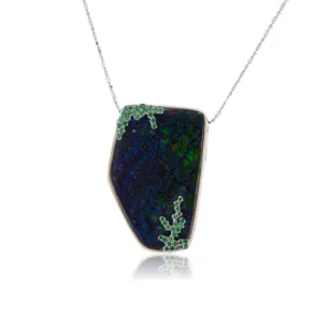 Ammolite & Tsavorite Garnet Pendant