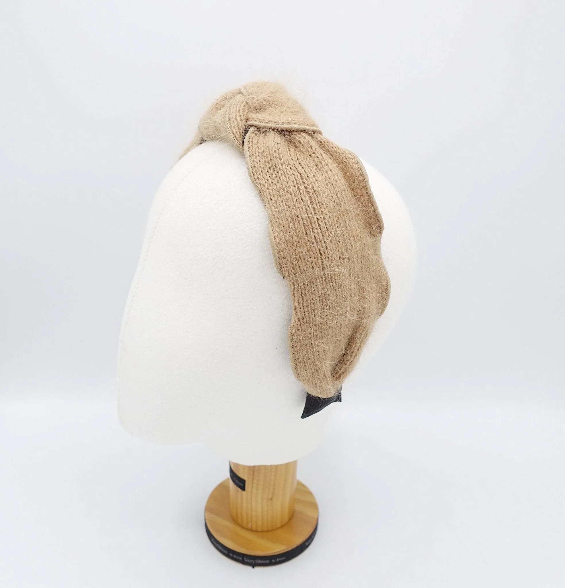 angora top knot headband winter hair accessory for women