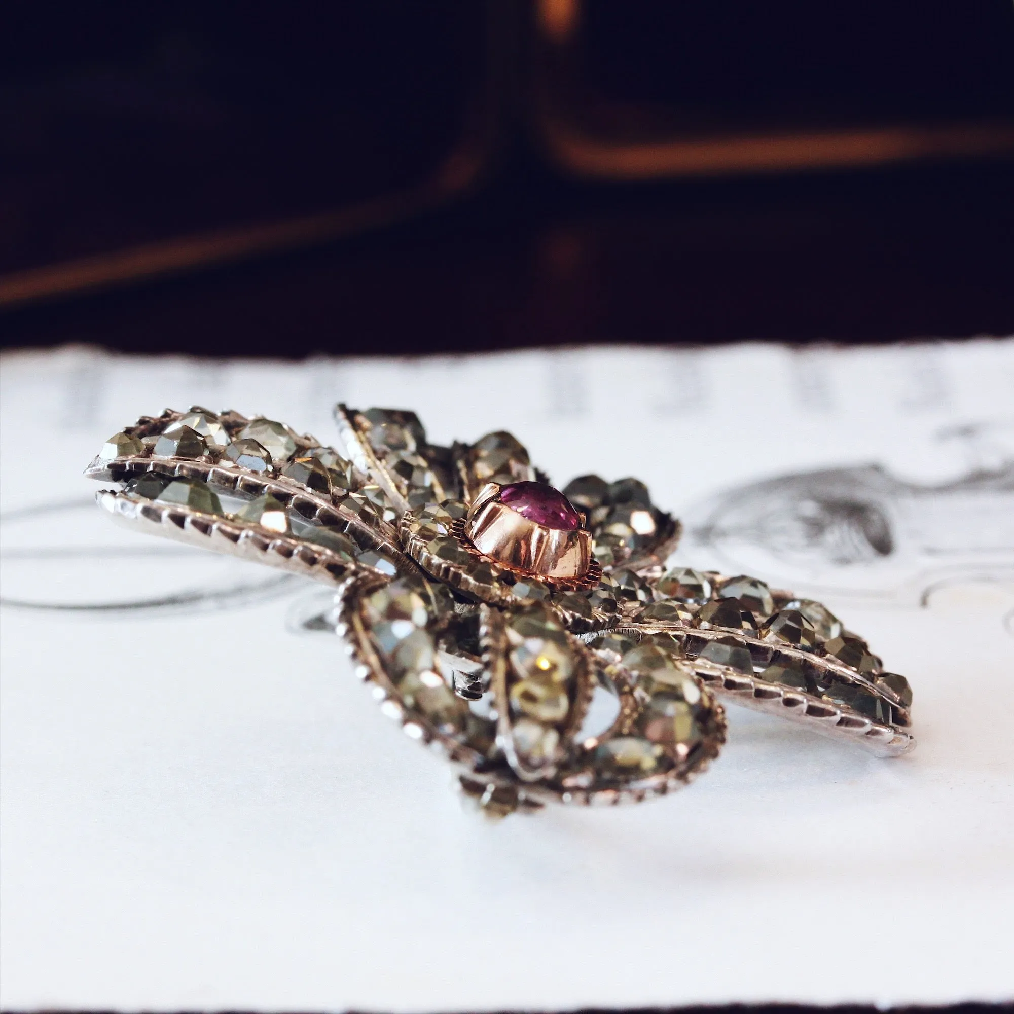 Antique Ceylonese Jargoon & Pink Ruby Brooch