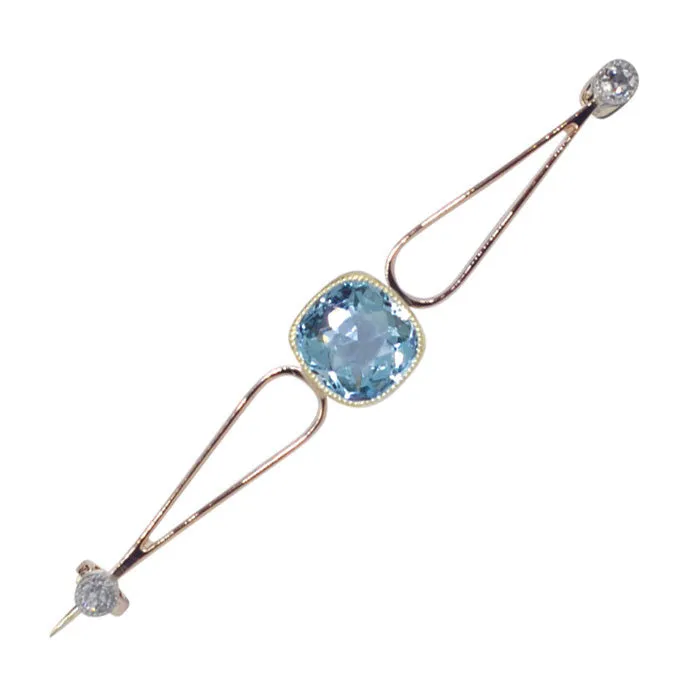 Aquamarine & Diamond Stock Pin