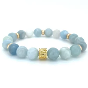 AQUAMARINE & GOLD BEADED BRACELET - HALCYON COLLECTION