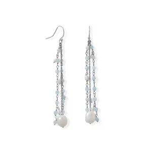 Aquamarine and Cultured Fresh Water Pearl French Wire Earring