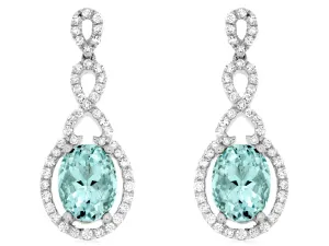 Aquamarine and Diamond Dangle Earrings