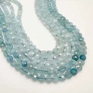 Aquamarine Faceted Coins - 6mm