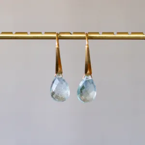 Aquamarine Fragment Gemstone Drops in Vermeil