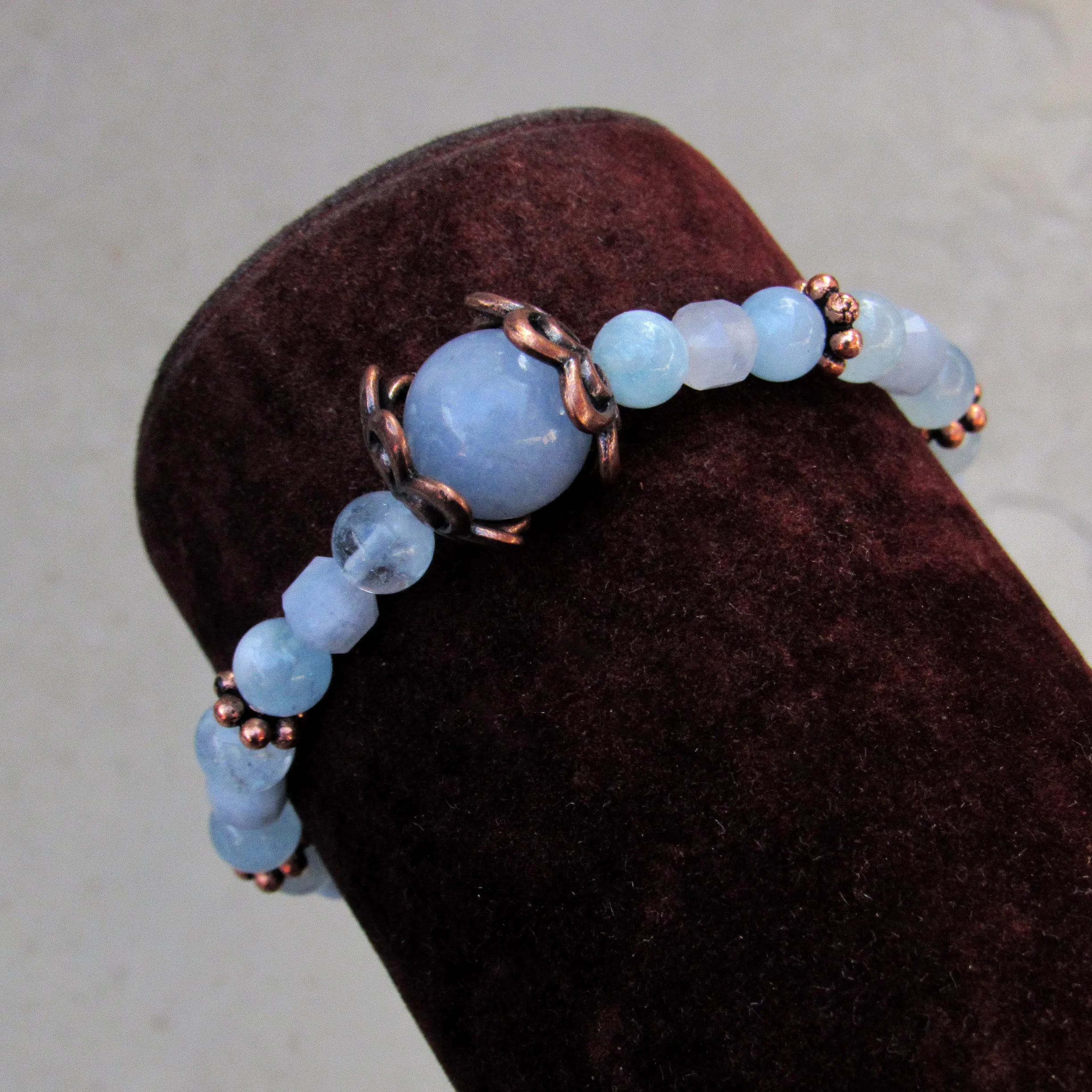 Aquamarine gemstone and Copper Stretch bracelet