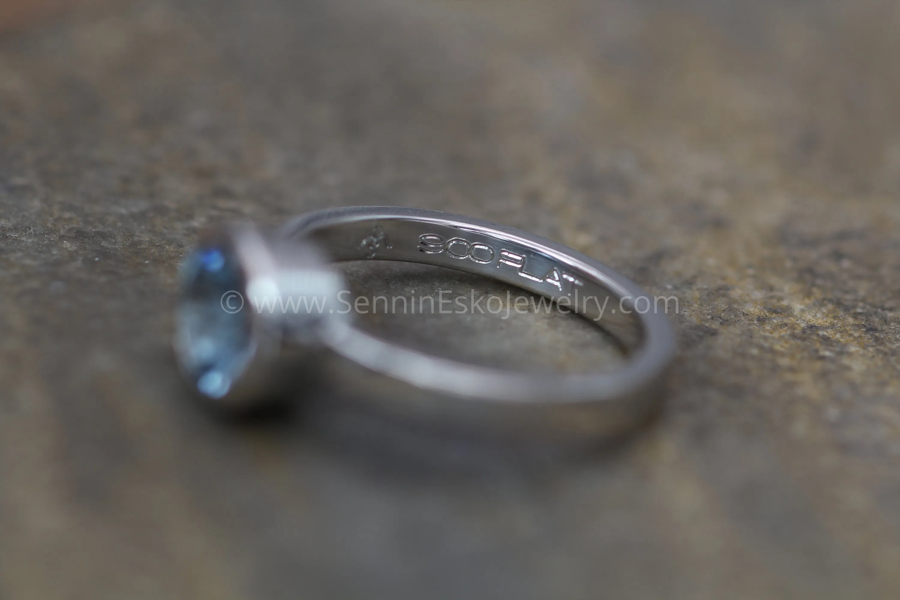 Aquamarine Platinum Bezel Ring - Hand Cut Aquamarine - Aquamarine Engagement Ring - Platinum Wedding Ring