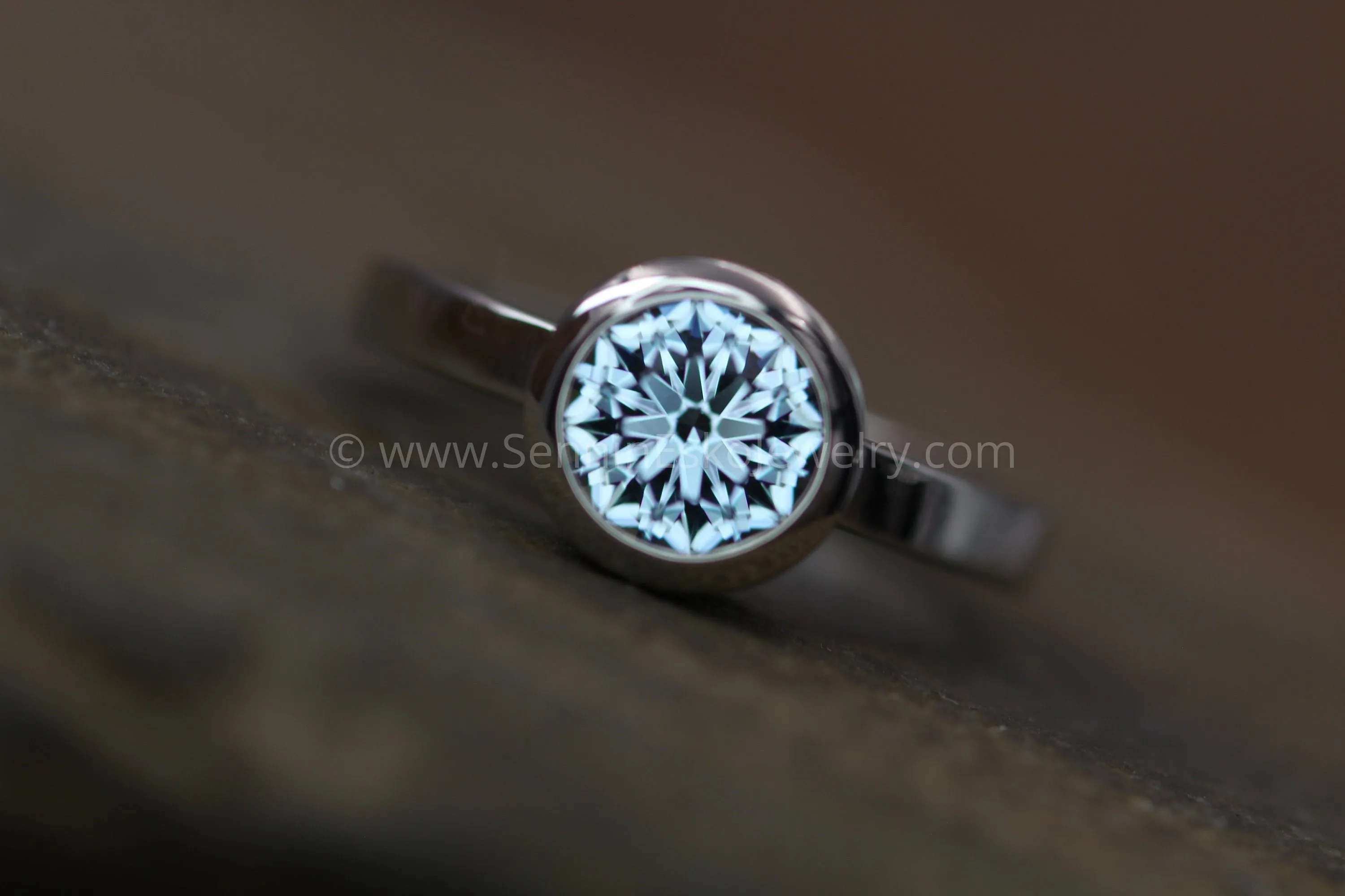 Aquamarine Platinum Bezel Ring - Hand Cut Aquamarine - Aquamarine Engagement Ring - Platinum Wedding Ring