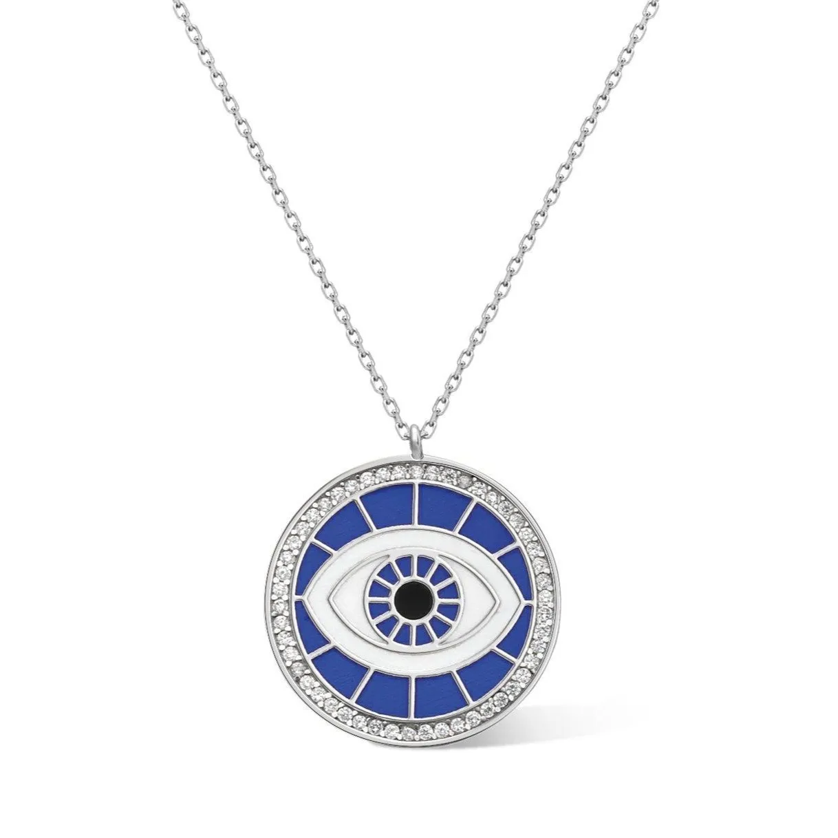 Artistic Evil Eye Necklace Sterling Silver