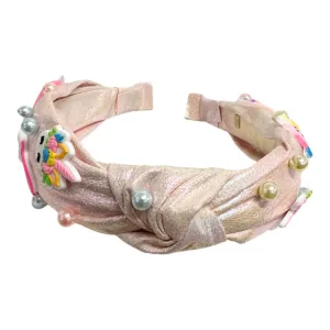 Bari Lynn 3D Unicorn Rainbow Charm Pearl Pink Headband