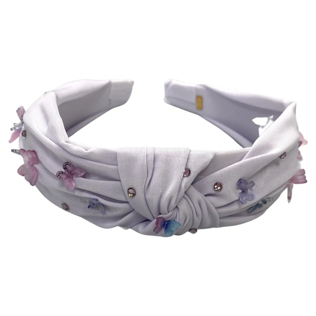 Bari Lynn Butterfly Embellished Twist Knot Headband with Crystals