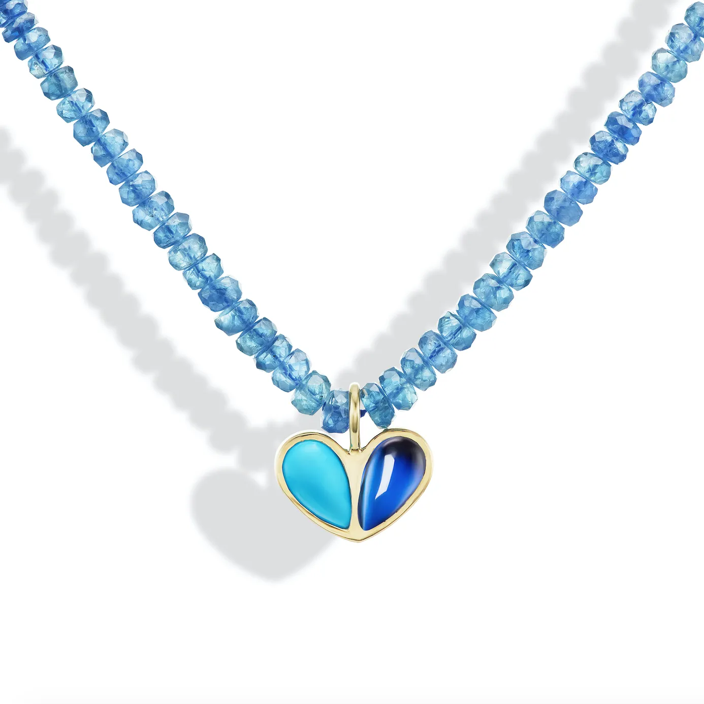 Beaded Sweetheart Necklace Turquoise & Blue Sapphire