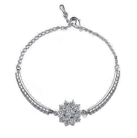 Belle Fleur Austrian Crystal Flower Cup Chain Bracelet for Women