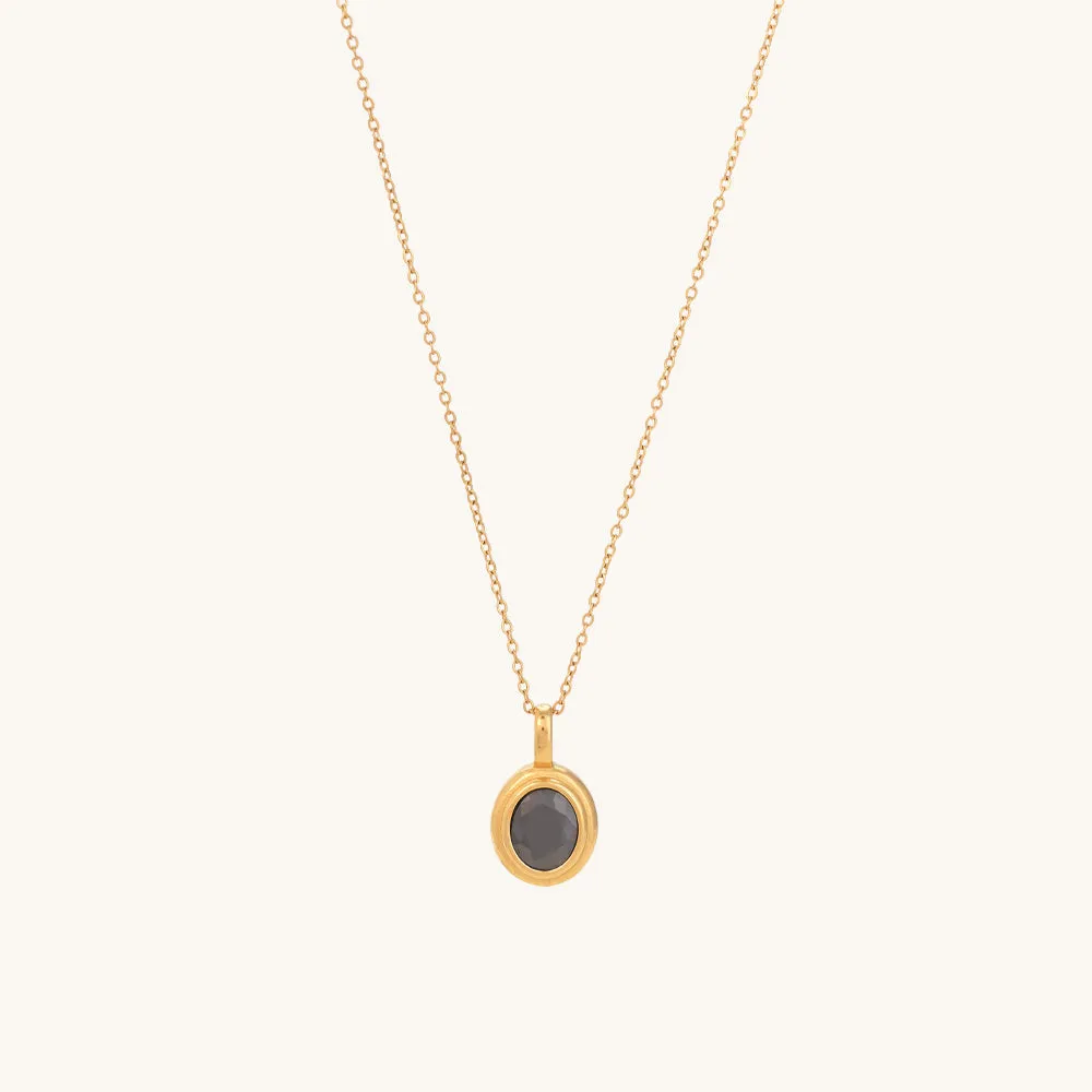 Black Emerald Oval Pendant