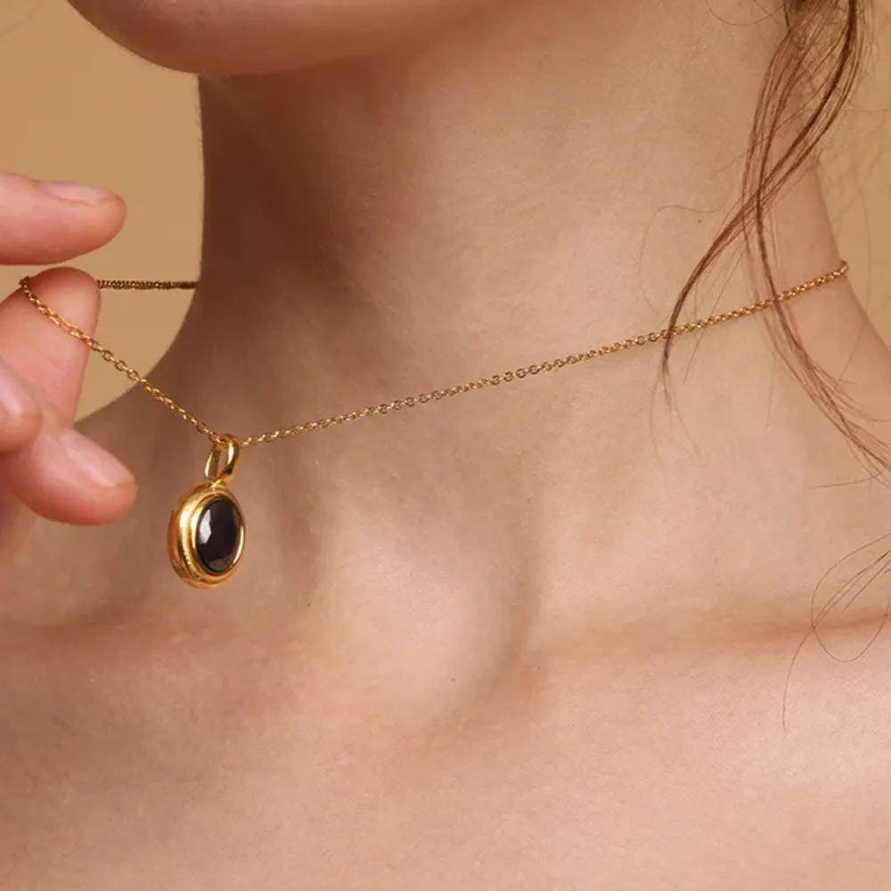 Black Emerald Oval Pendant