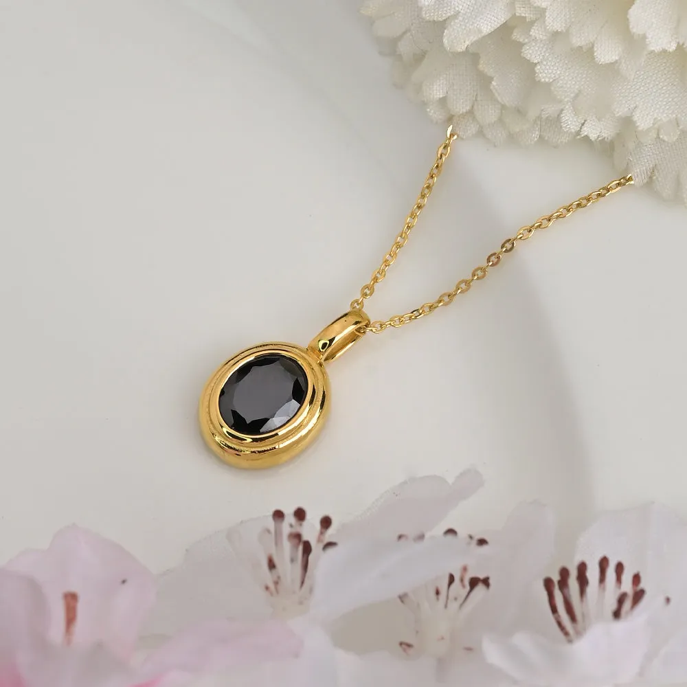 Black Emerald Oval Pendant