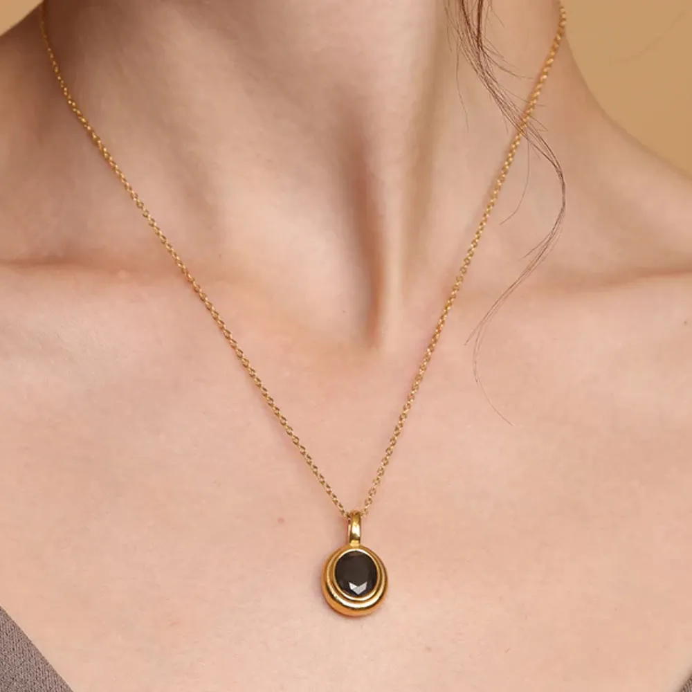 Black Emerald Oval Pendant