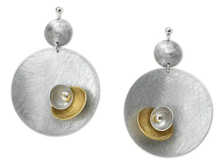 BLOSSOM Large Silvertone Light Weight Statement Earrings with accent bead options from the SCULPTURAL Collection