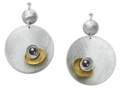 BLOSSOM Large Silvertone Light Weight Statement Earrings with accent bead options from the SCULPTURAL Collection