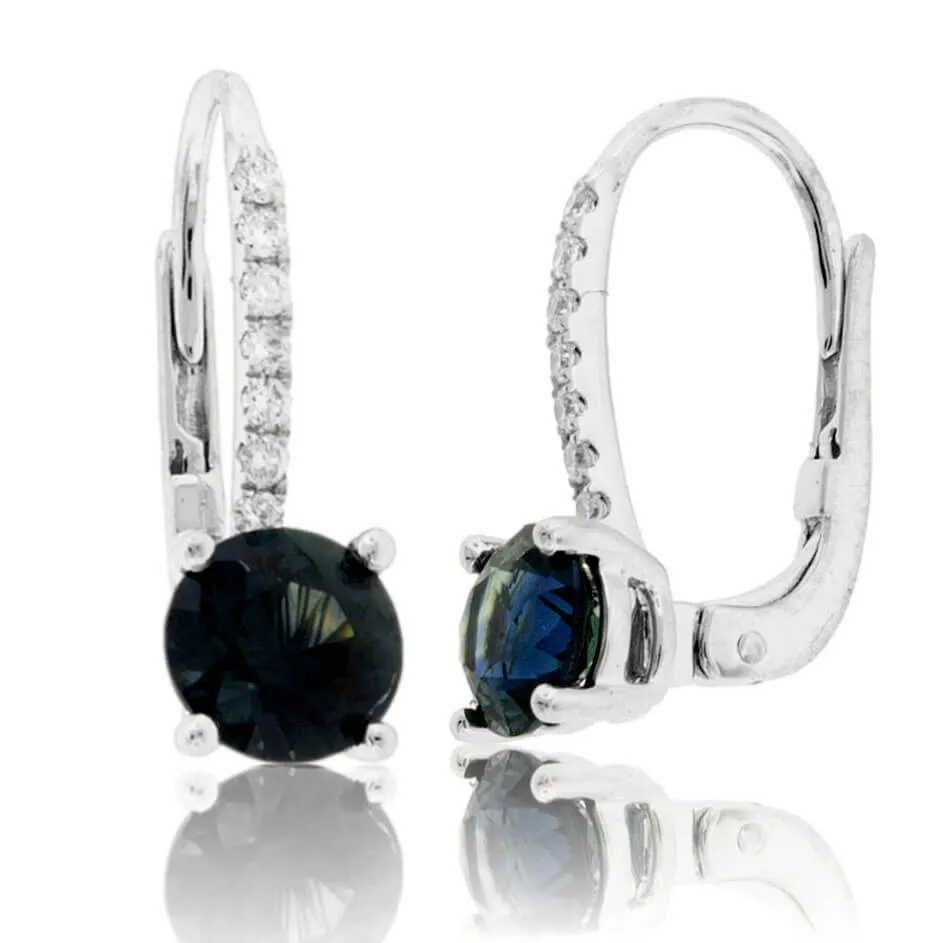 Blue Sapphire & Diamond Drop Earrings